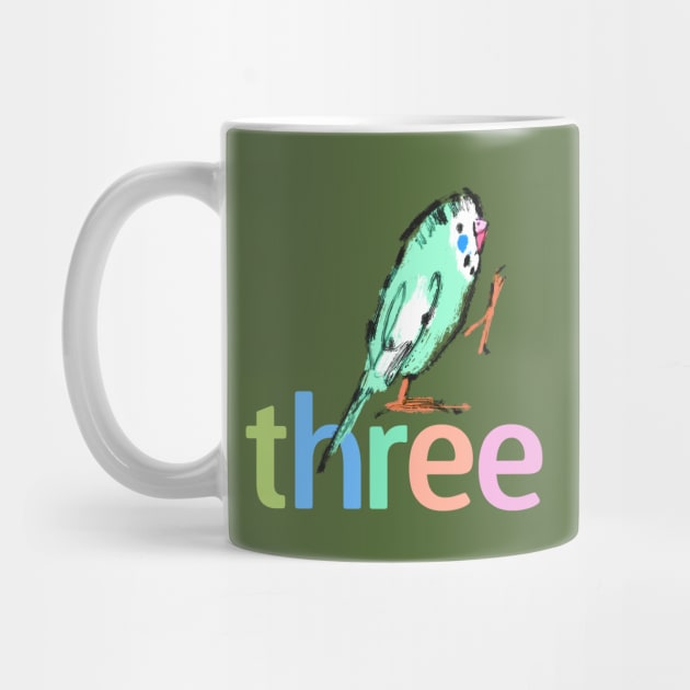 Parakeet - Three - Third Birthday Design by Shelley Johannes Art